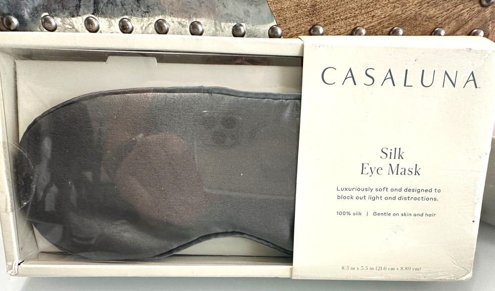 Casaluna Solid Silk Eye Mask Dark Gray Adjustable, Hand Washable, Polyester Fill