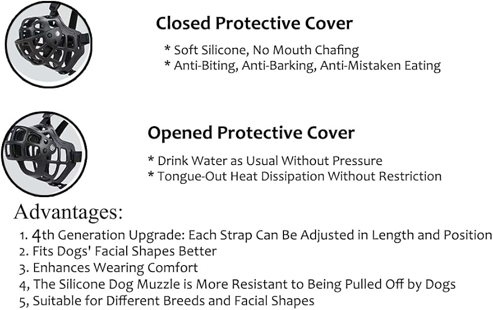 Pet Muzzle Breathable Basket Muzzle to Prevent Barking, Biting and Chewing