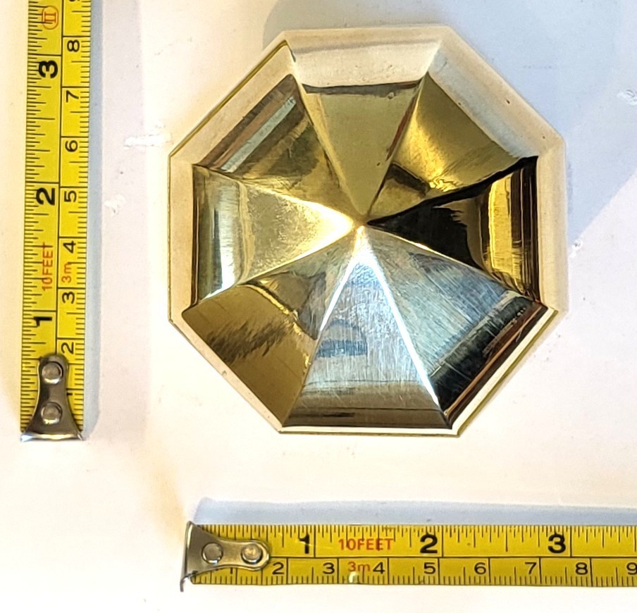 Single large octagonal solid cast brass door knob antique Victorian pull handle