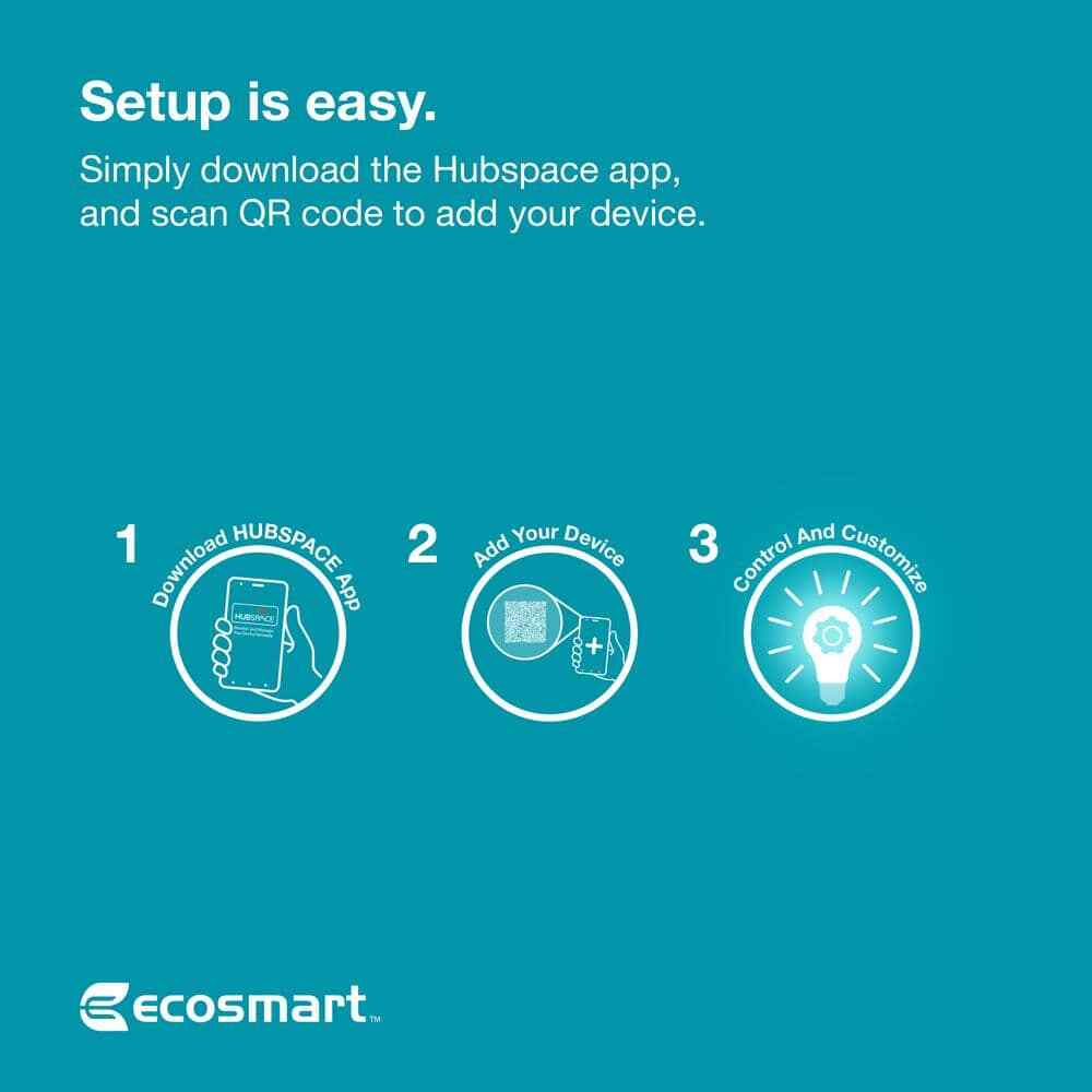 EcoSmart 2-Pack 65W Equivalent Smart Hubspace BR30 Color Changing LED Light Bulb
