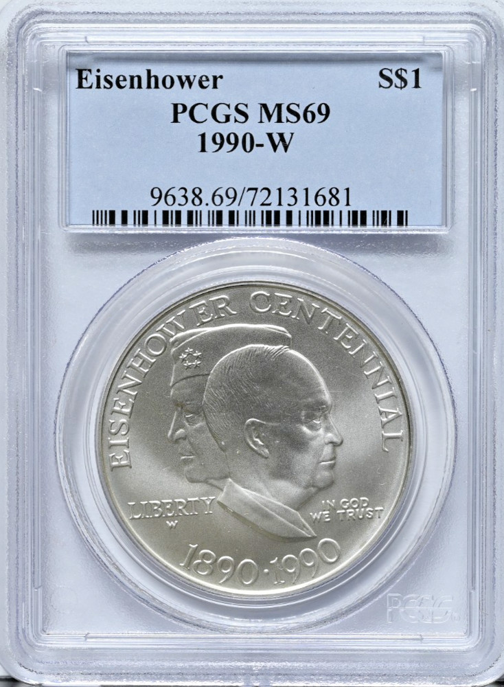 1990-W $1 Eisenhower PCGS MS 69 Commemorative Silver Coin #9638