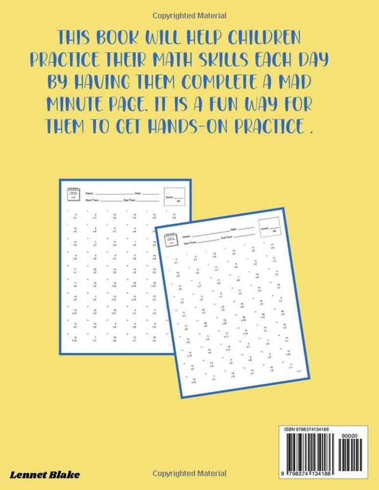 Mad Minute Math Workbook for Grade 2-5: Practice Your Math Skills Each Day.