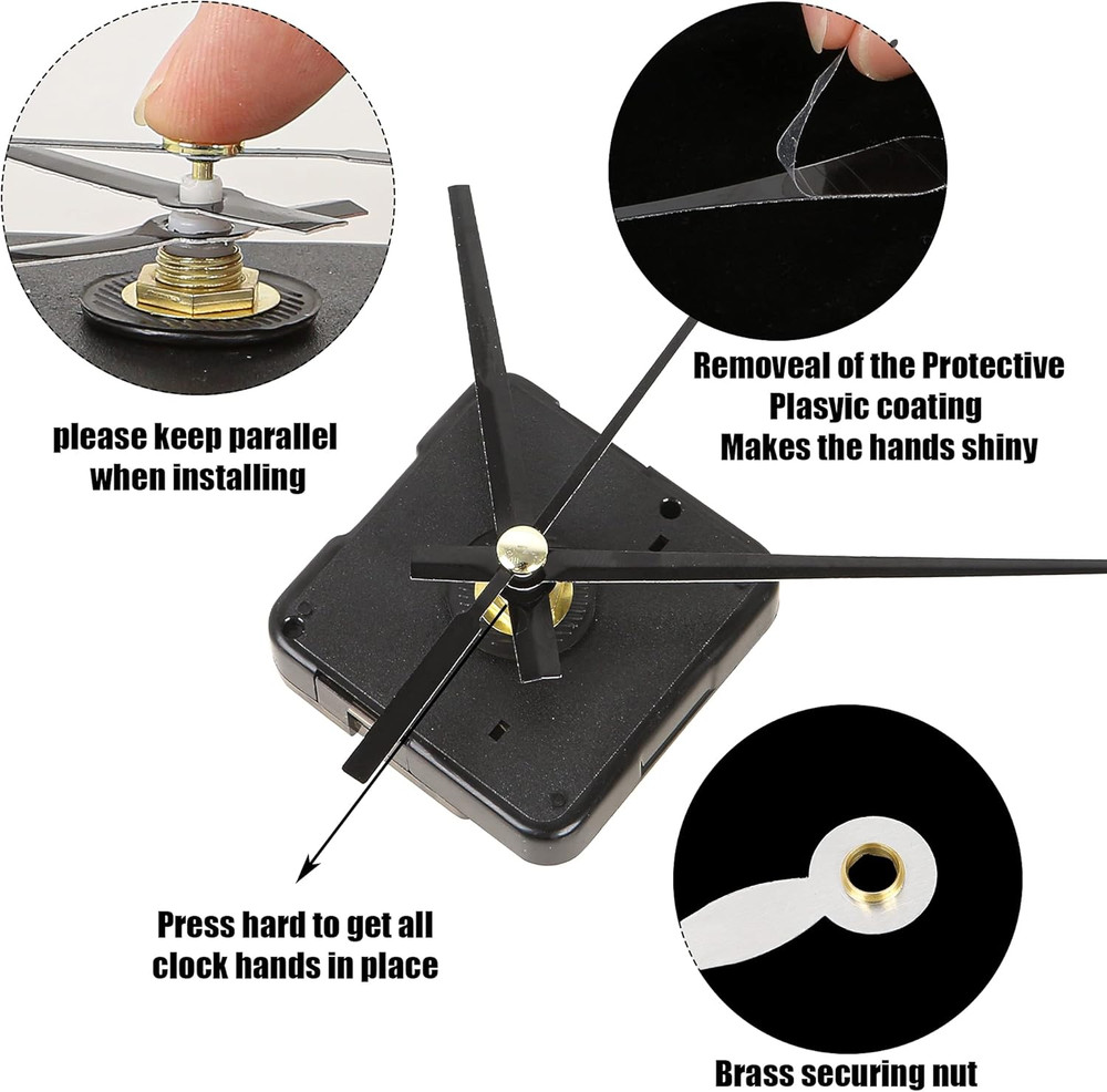 5Pcs High Torque Quartz Clock Movement Mechanism Replacement Clock Kit with 12 D