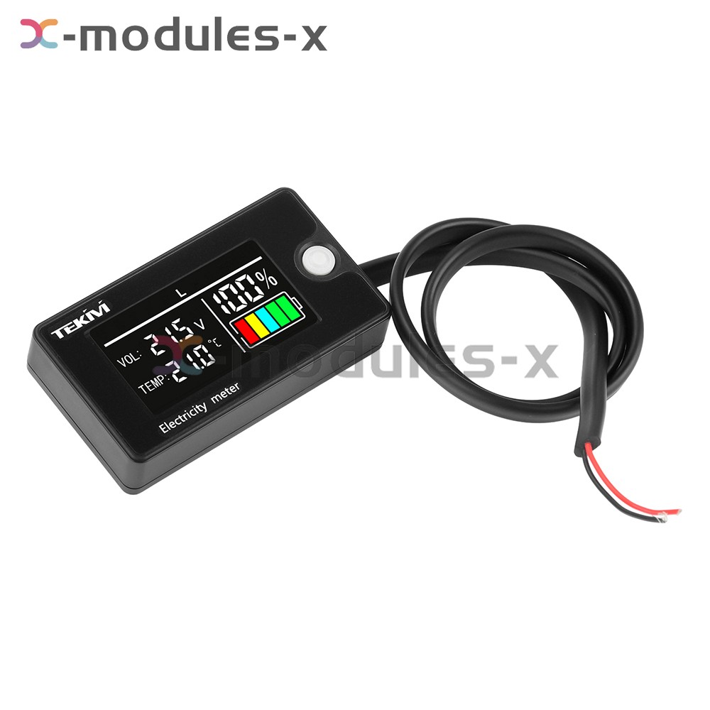 DC8-100V LCD Digital Battery Capacity Indicator Voltmeter w/ Temperature Display