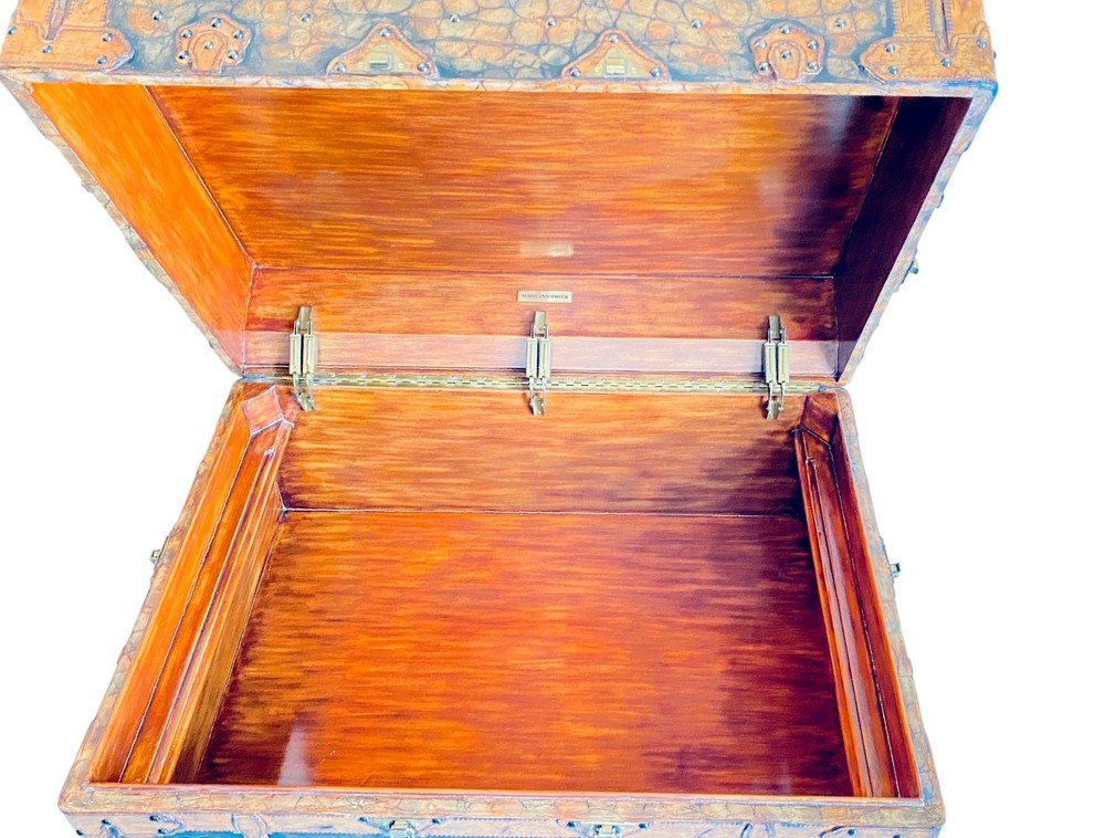 MAITLAND SMITH Leather Storage Trunk With Tray Insert