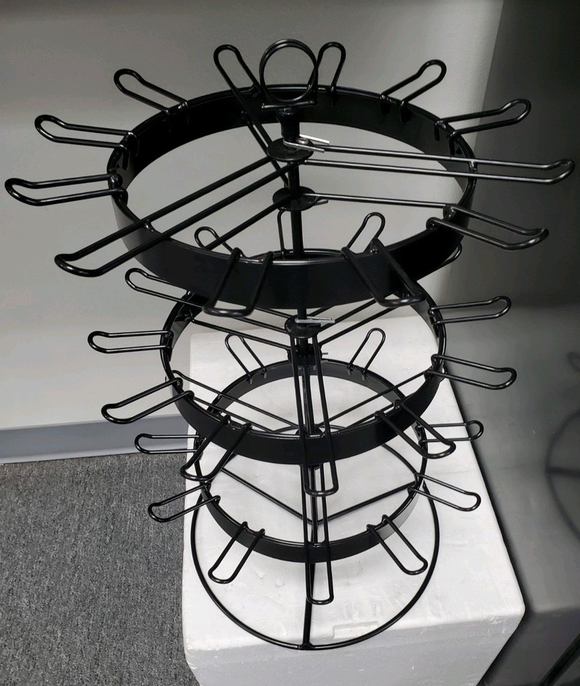 Countertop Round Spinning Display Rack, 36 Hooks, 3 tier