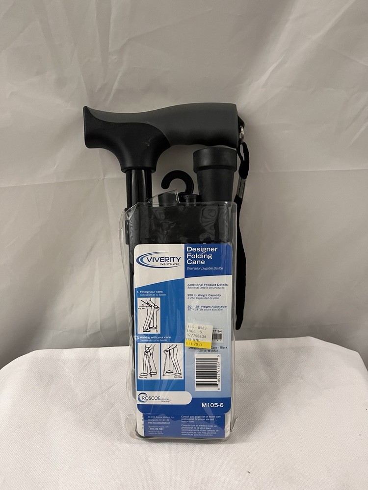 Viverity Folding Cane Gel Grip Adjustable Walking Cane Mobility Aid
