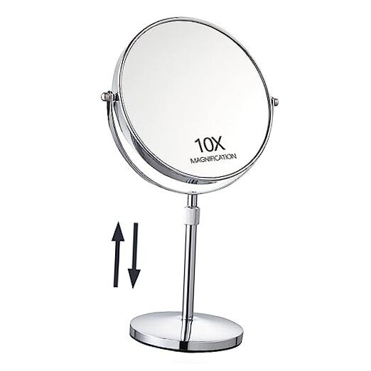 17" Tall Tabletop Magnifying Makeup Mirror Height Silver-8in-height Adjustable