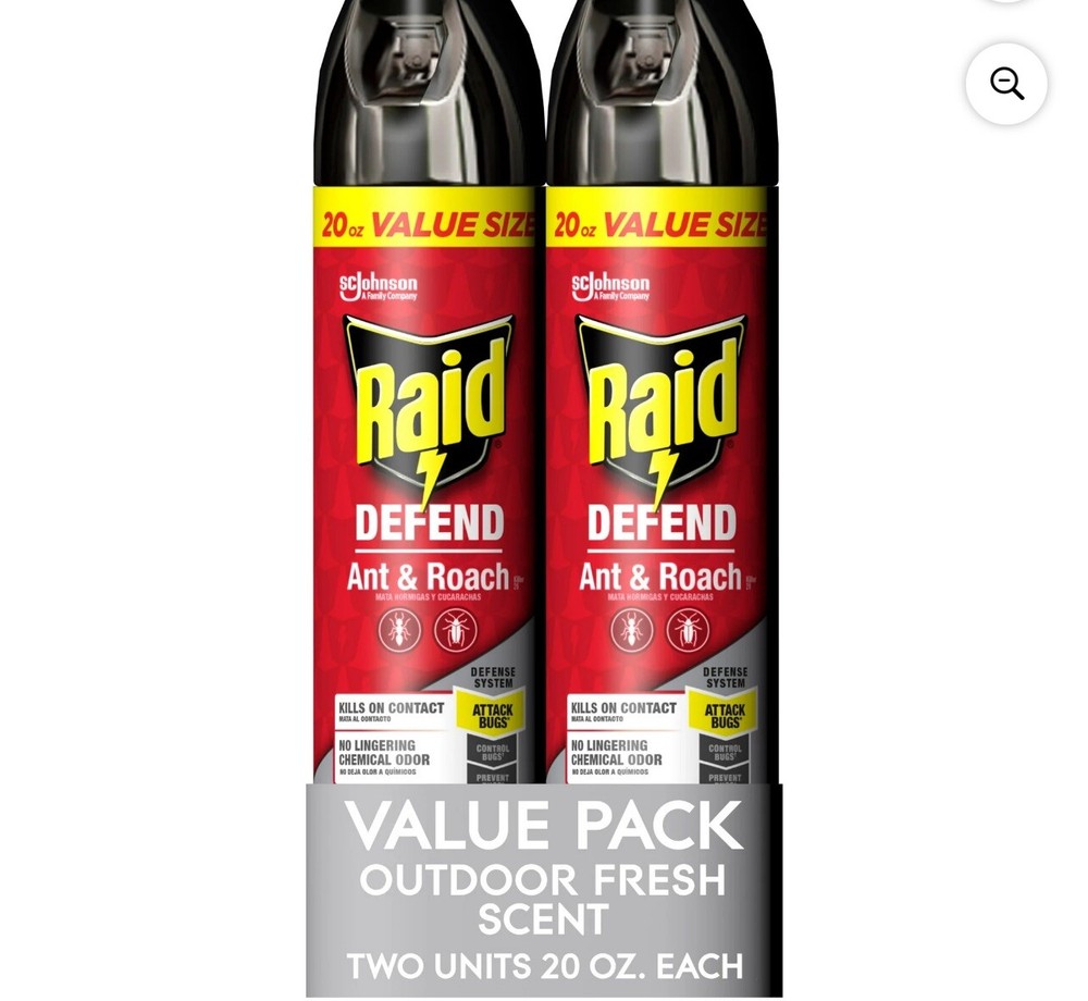 2x Raid Ant & Roach Kill On Contact 20 Oz Value Size.  Free Shipping.
