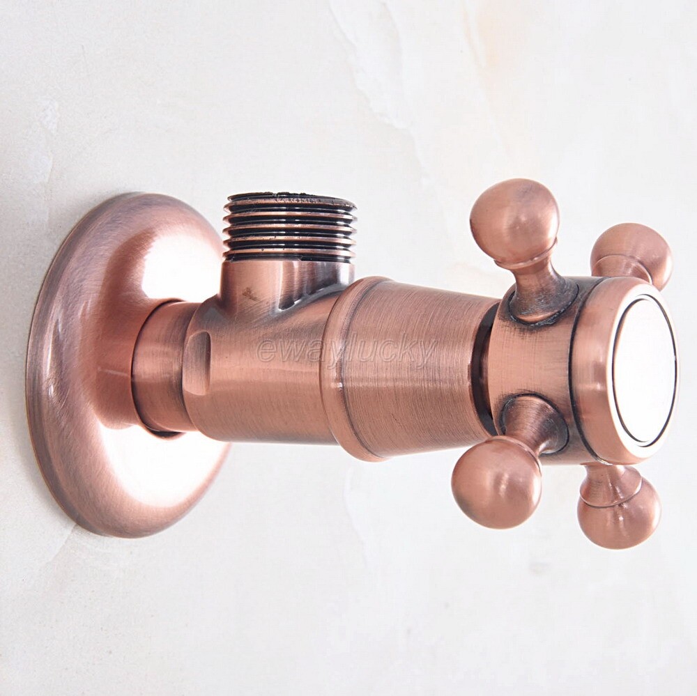 1pcs Red Copper Brass 1/2"malex 1/2" male Brass Bathroom Angle Stop Valve wav348