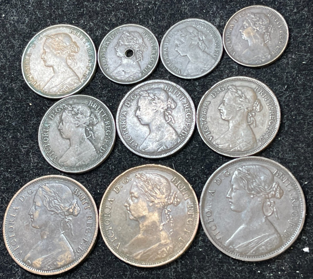 Assorted Early Great Britain 10 Coins Lot