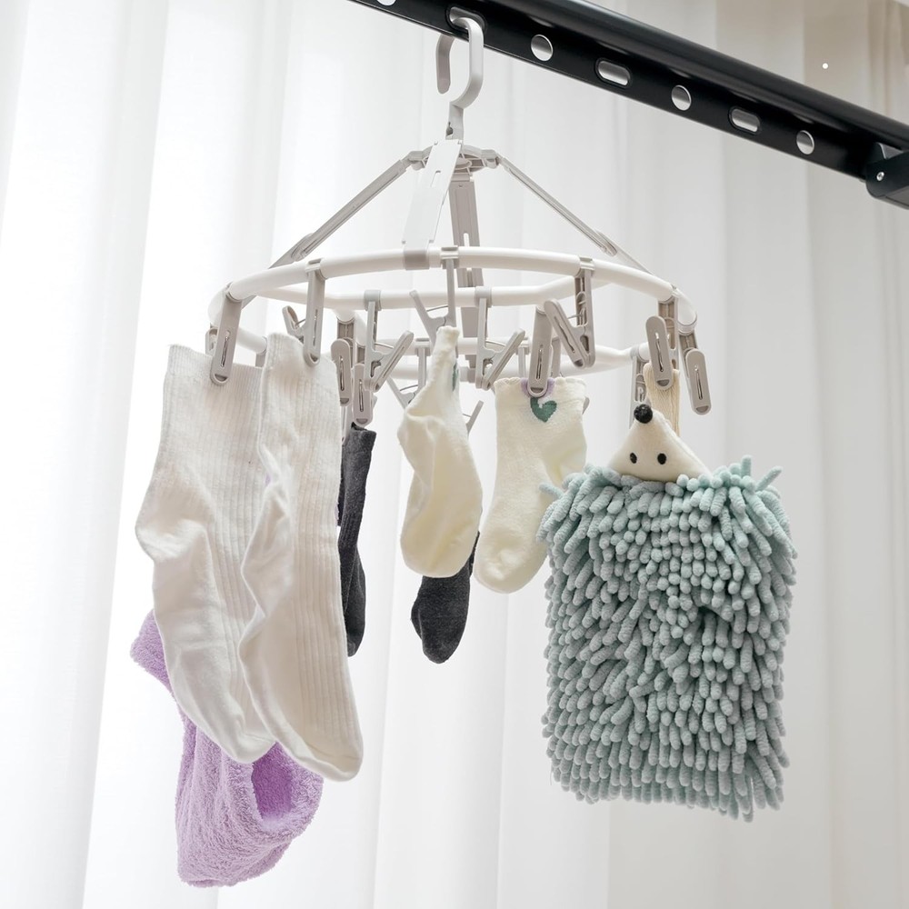 Clothes Drying Racks Foldable Clip Hangers Drip Hanger Plastic with 20 Drying Cl