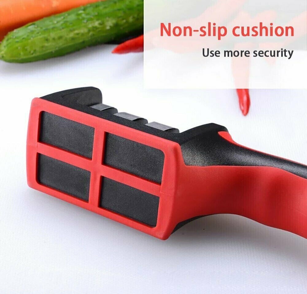 Knife Sharpener 3 Stage Steel Diamond Ceramic Coated Kitchen Sharpening Tool US
