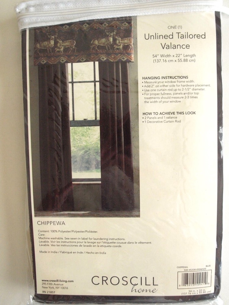 Croscill CHIPPEWA One Unlined Tailored Valance 54" Width x 22" Length