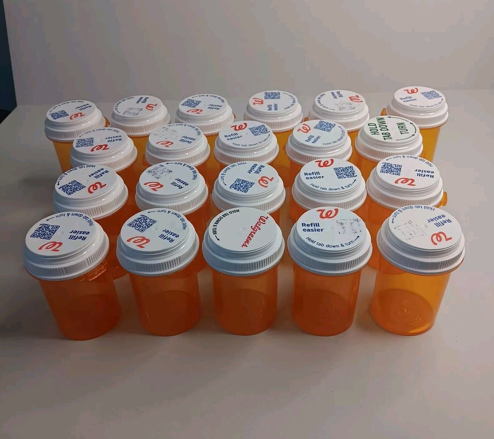 Lot of 21 Empty Prescription Pill  Bottles Amber