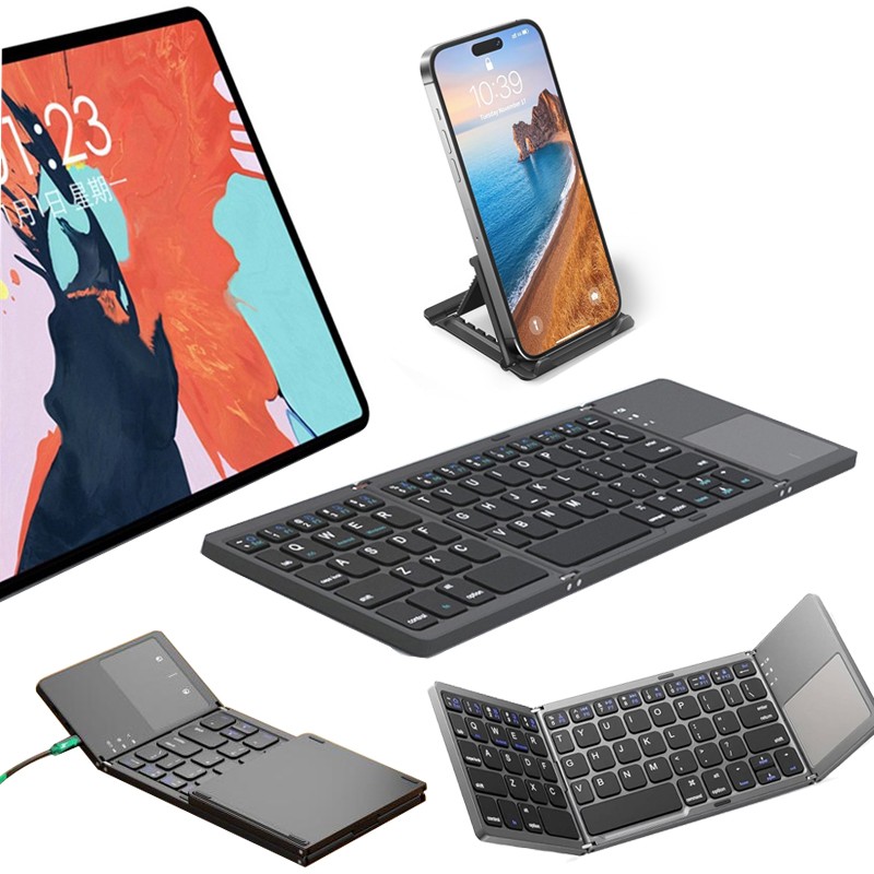Mini Thin Fold Wireless Bluetooth Keyboard With Touchpad for iOS Android Windows