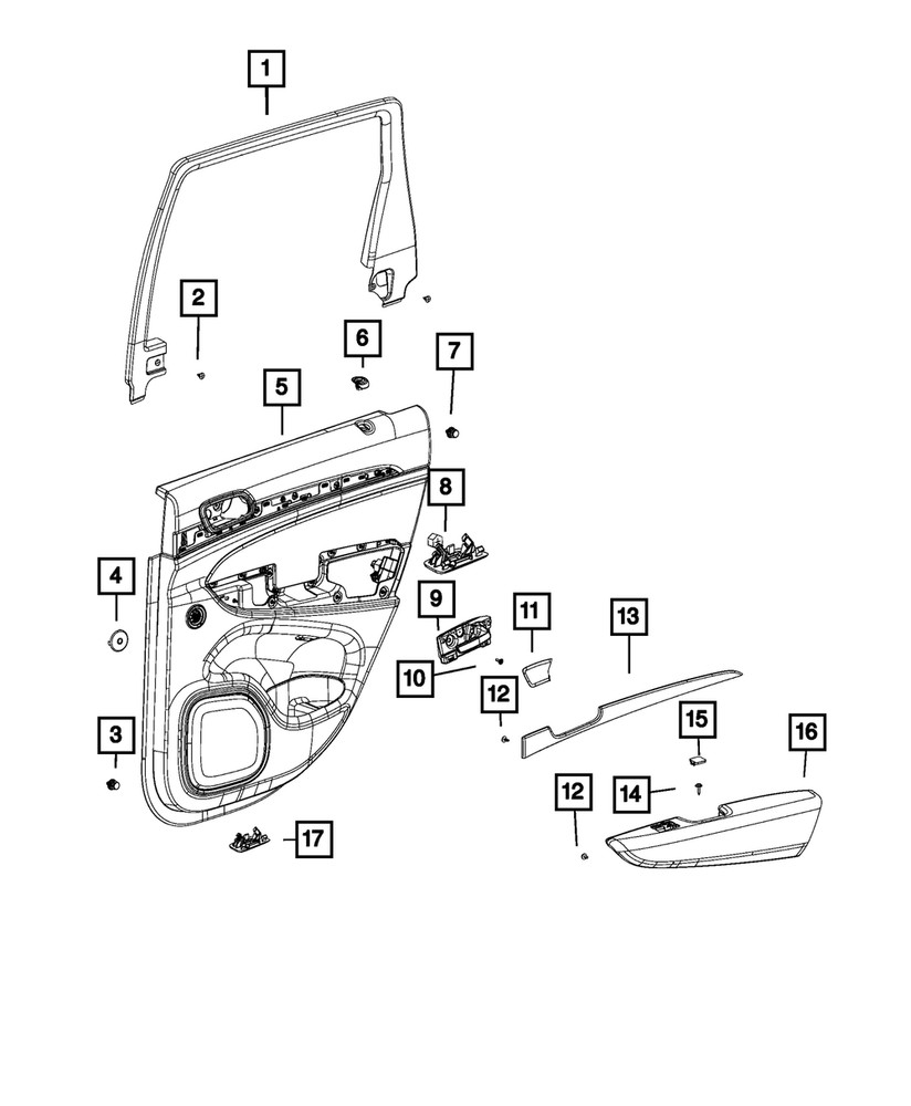Genuine Mopar Release Handle Bezel Cover Right 1NC24DX9AC