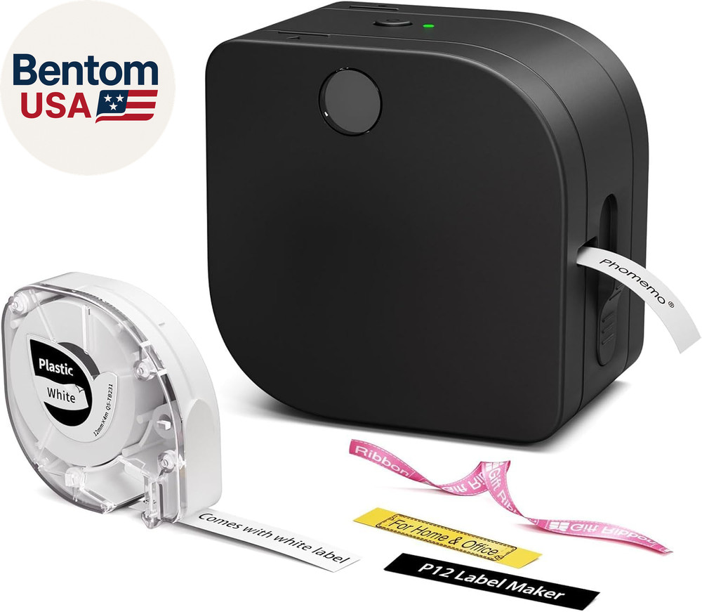 Label Maker Machine with Tape, P12 Bluetooth Small Label Maker with Multiple Tem