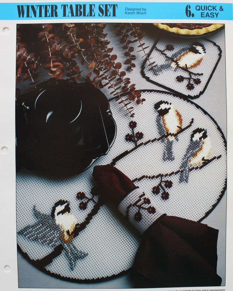 Winter Table Set Annies Plastic Canvas Club Pattern 1994