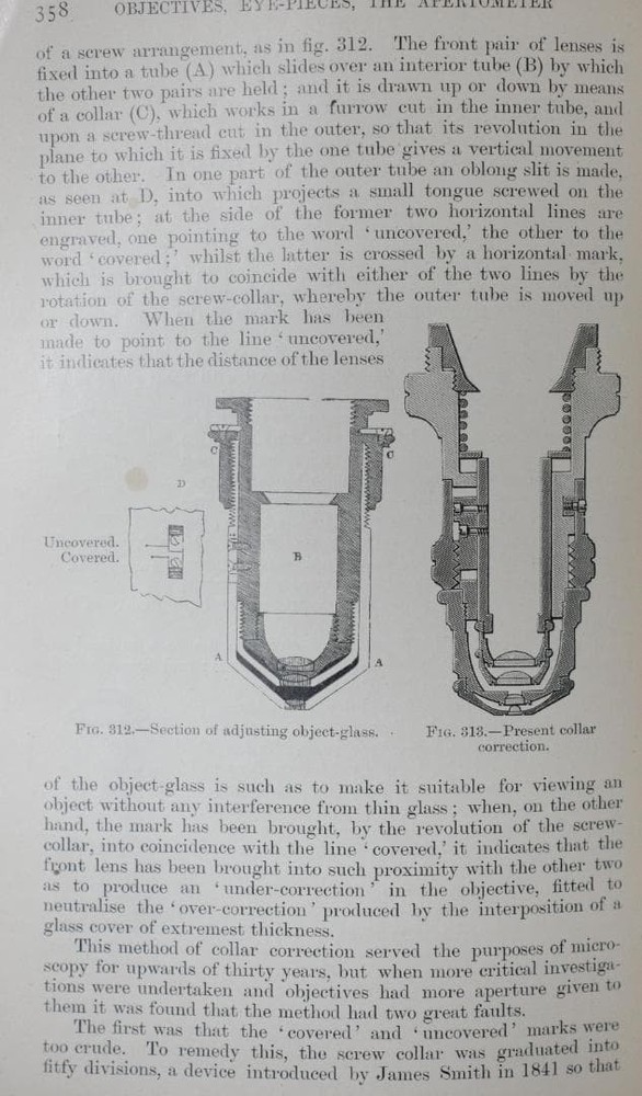 microscope antique Beck's 4/10-in Correction Device-Equipped Objective Lens 1865