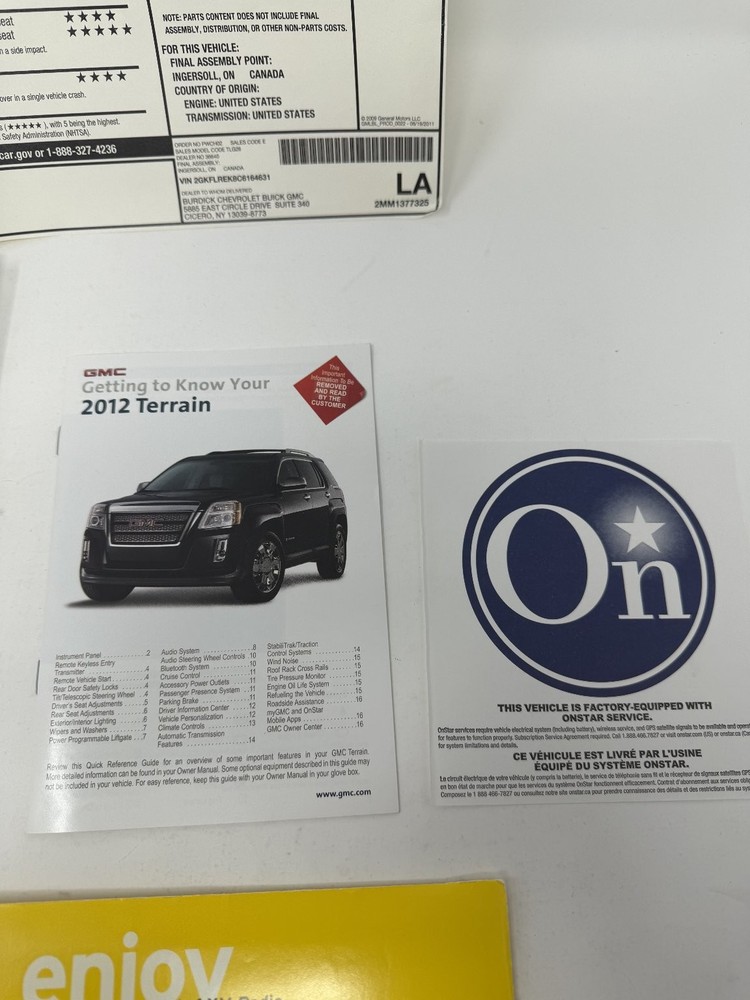 2012 GMC Terrain Owners Manual OEM Set