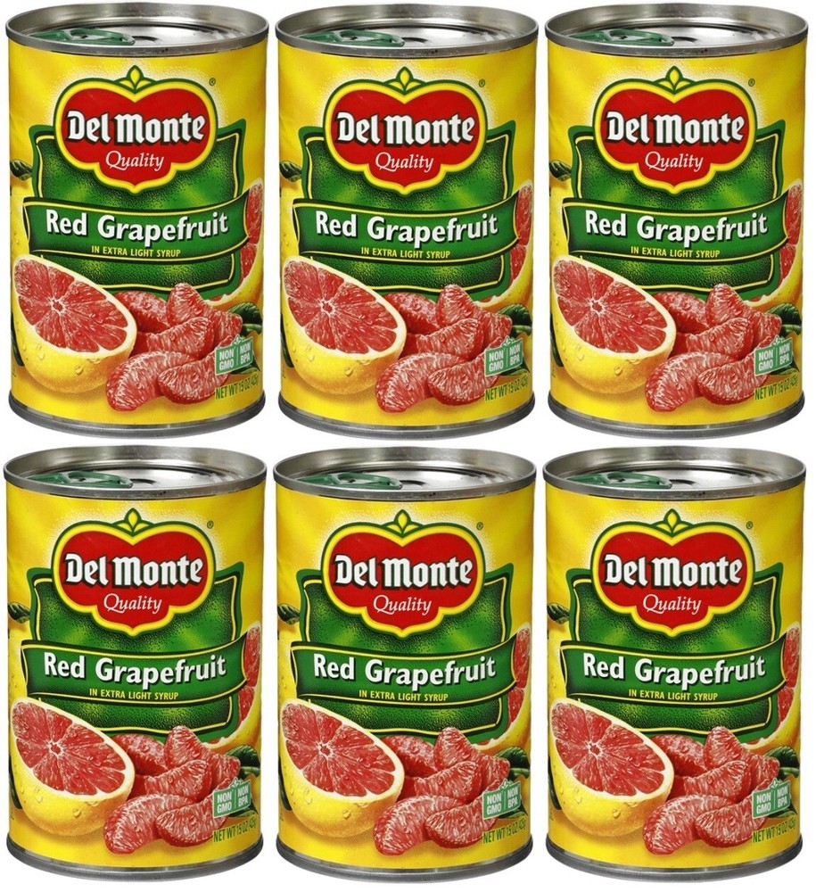 Del Monte Red Grapefruit, 15 oz (6 Cans) Sections in Light Syrup
