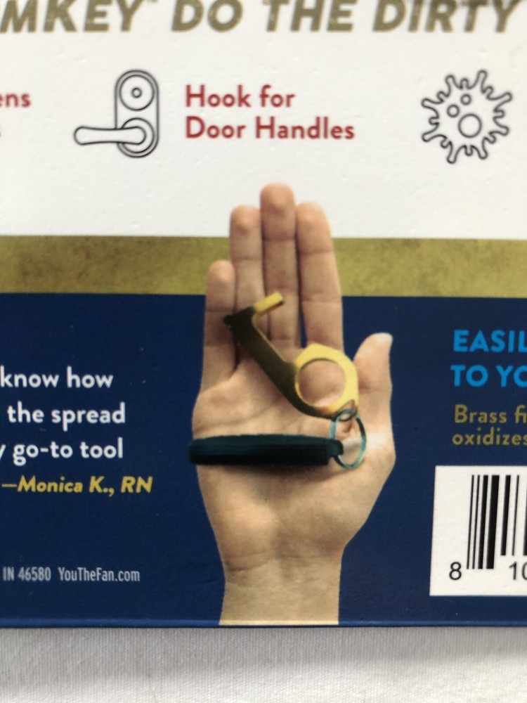 GermKey Solid Brass Antimicrobial Hand Tool Contactless Door Open Button Push