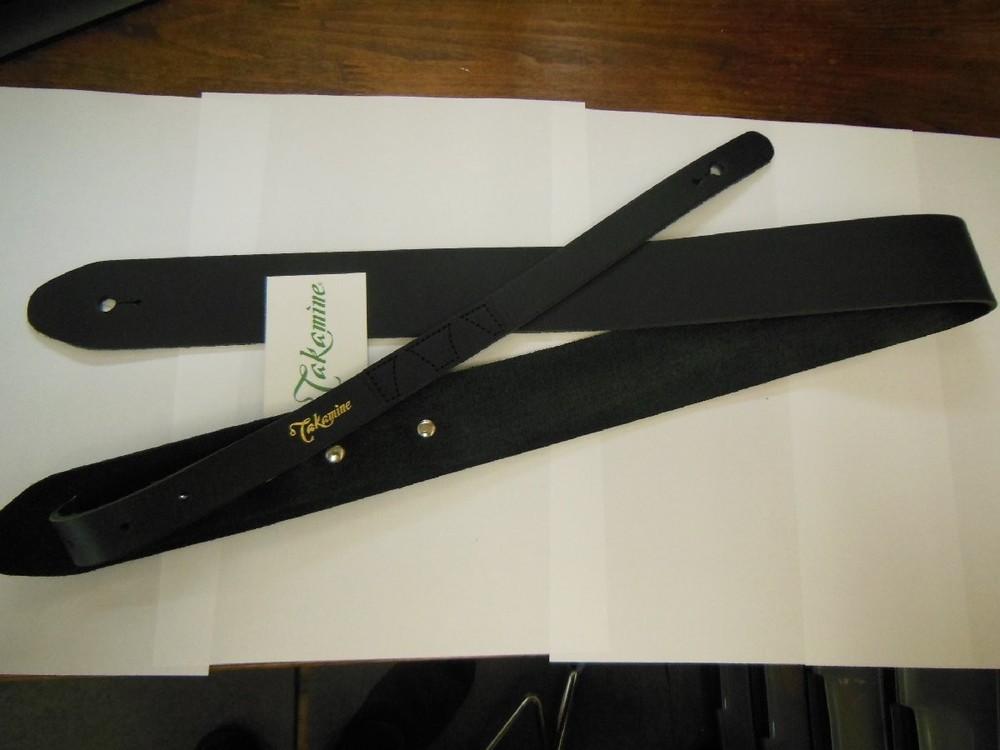 Takamine Black Leather Guitar Strap Adjustable Comfortable Made accessories E314