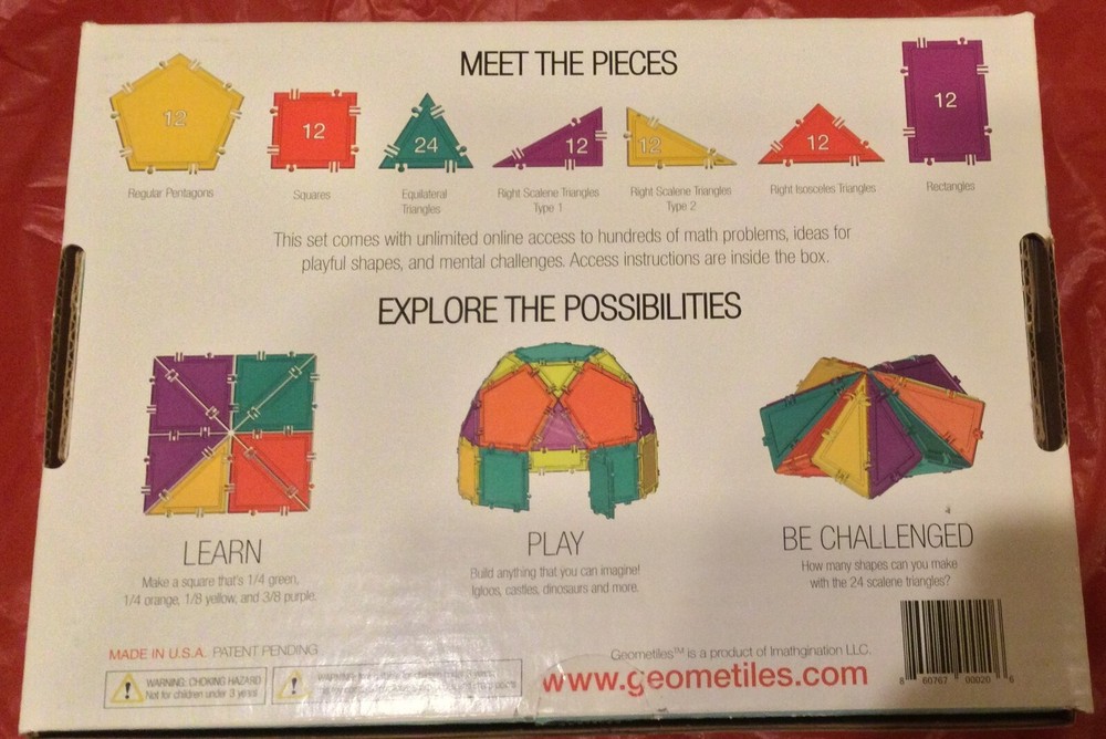 Geometiles 3D Building Set for Learning Math, Includes Many Online Activities...