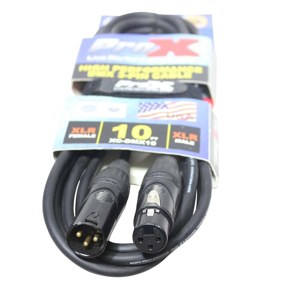 15 DMX Cables 3 Pin 10 ft DJ Lighting Shielded Data Cable- High Performance PROX