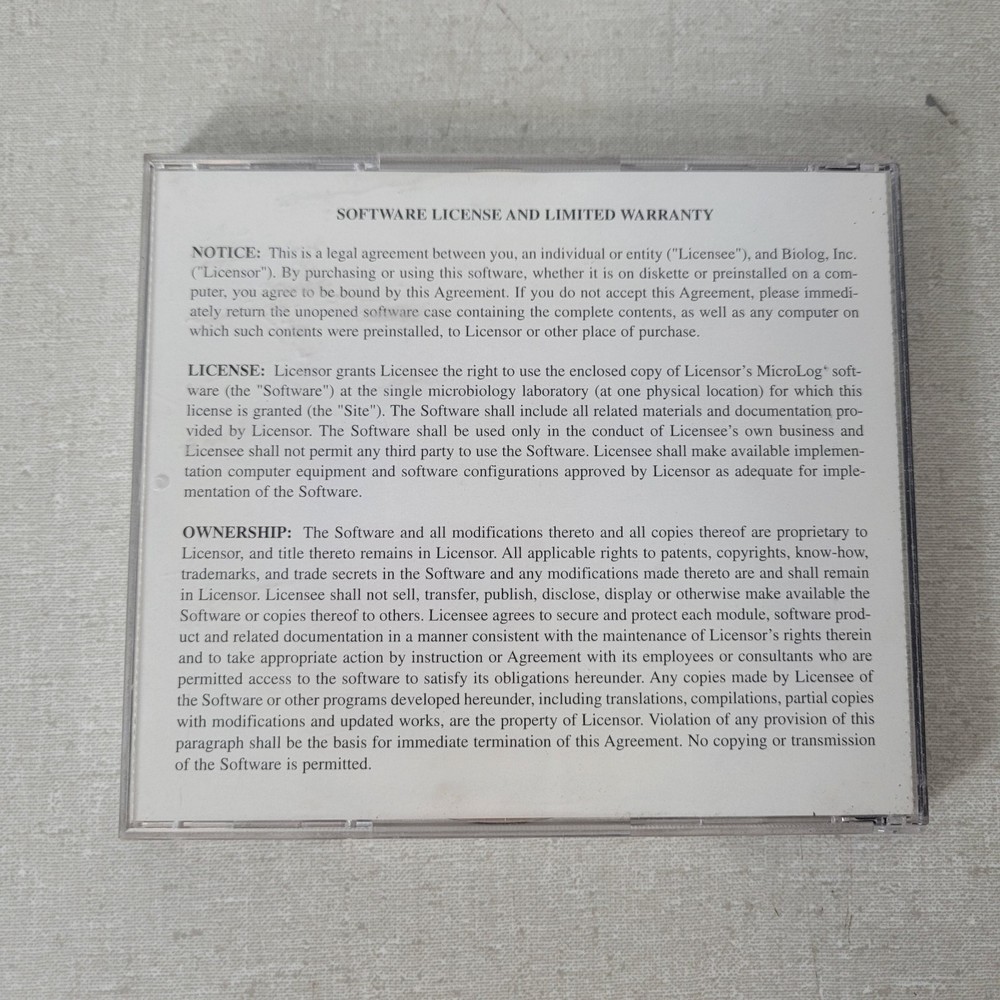 Biolog 650038 DP Database 6.p2 WE Program CD w/ Authorization Floppy Disk