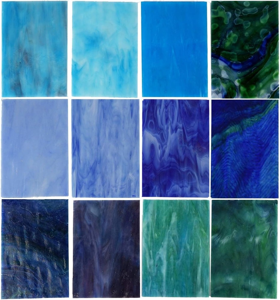 Stained Glass Sheets Variety Pack, 10-Pack Blue