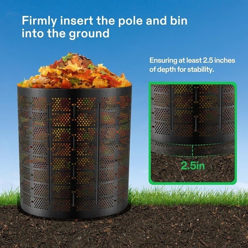 Large Capacity Compost Bin Durable HDPE Composting System Easy Assembly Reusable