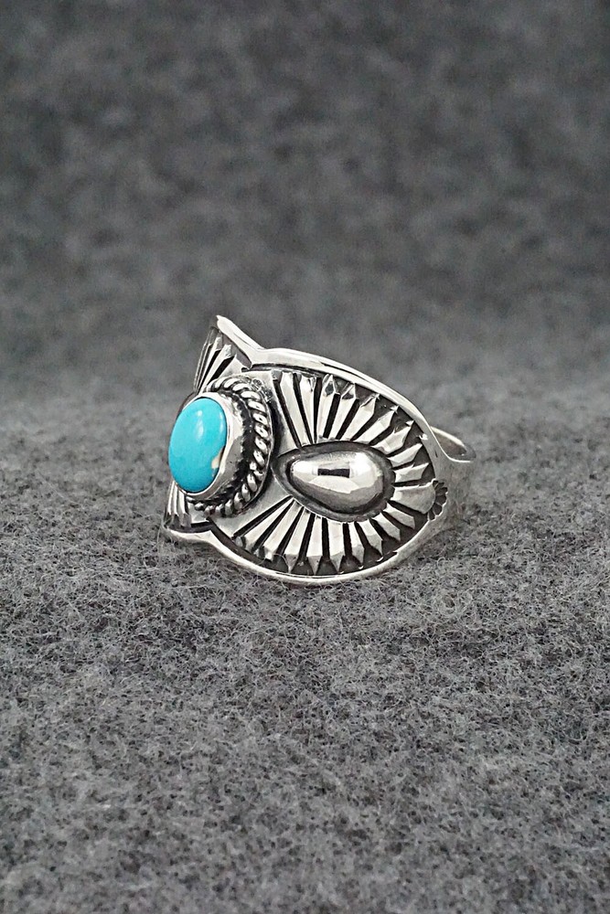 Turquoise & Sterling Silver Ring - Derrick Gordon - Size 9.5
