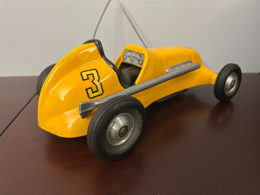 Vintage Roy Cox Yellow Thimble Drome Special Tether Car #3 Yellow Nice!