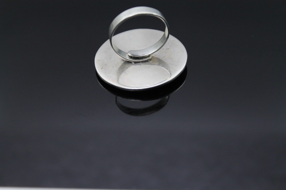 IMPRESSIVE VINTAGE TEXTURED MODERNIST ADJUSTABLE STERLING SILVER RING SIZE 7.5
