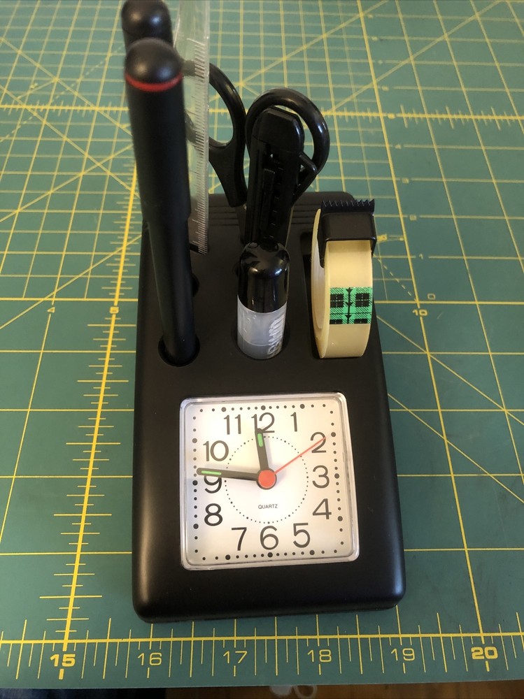 Vtg Efficiency Multi Function Desk Quartz Clock Glow In The Dark Hands Brand New