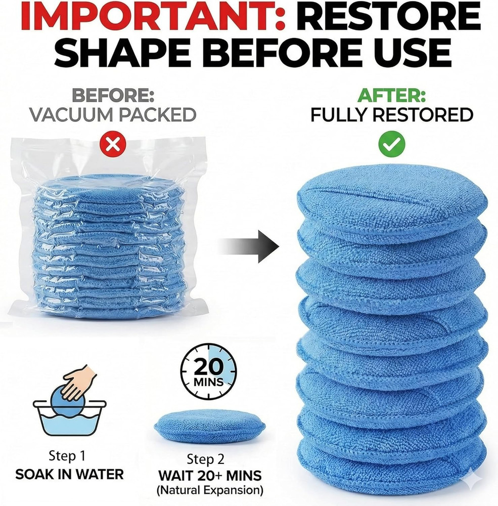 Wax Applicator Pad (15 Pack)，5 Inch Microfiber Wax Applicator Pads，Washable Reus