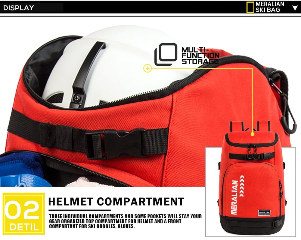 Ski Boot Bag - 50L Ski Boot Travel Backpack Waterproof Snowboard Boot Backpack