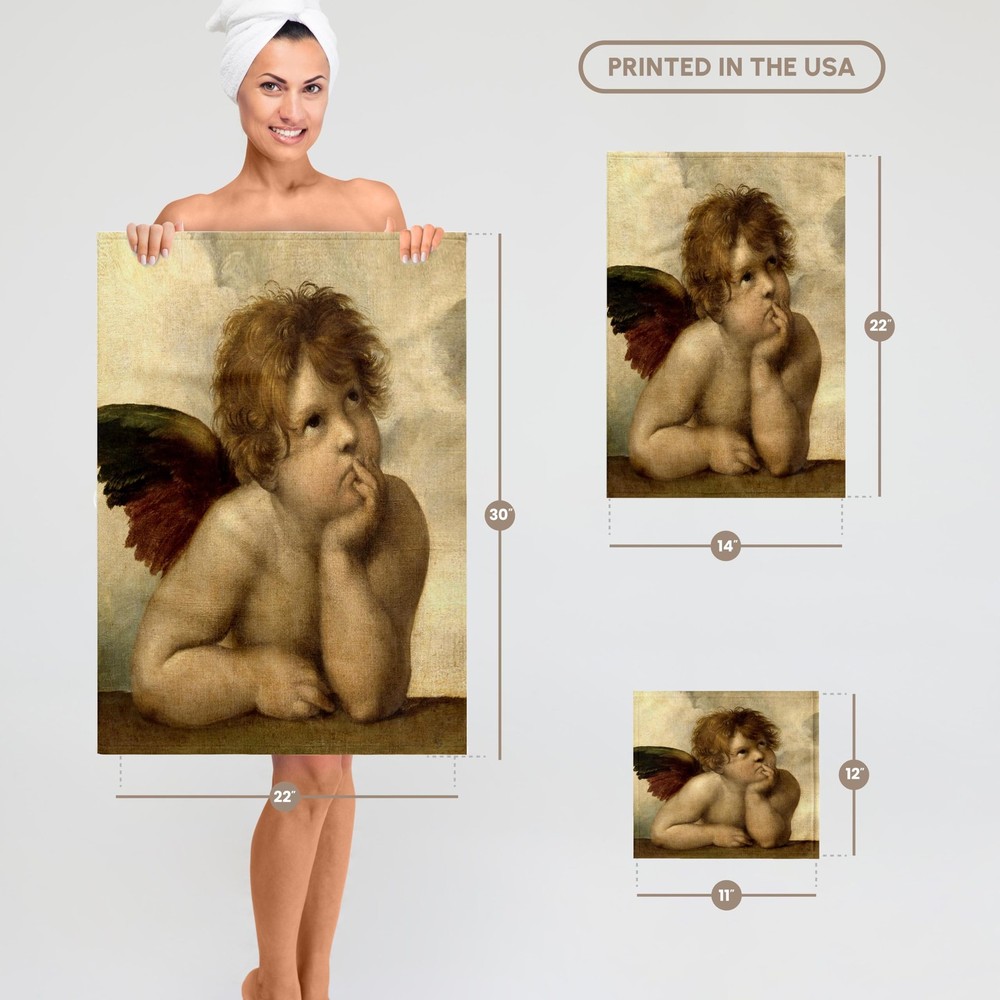 3dRose Raphael – Angel Right Towel, 15" x 22", White