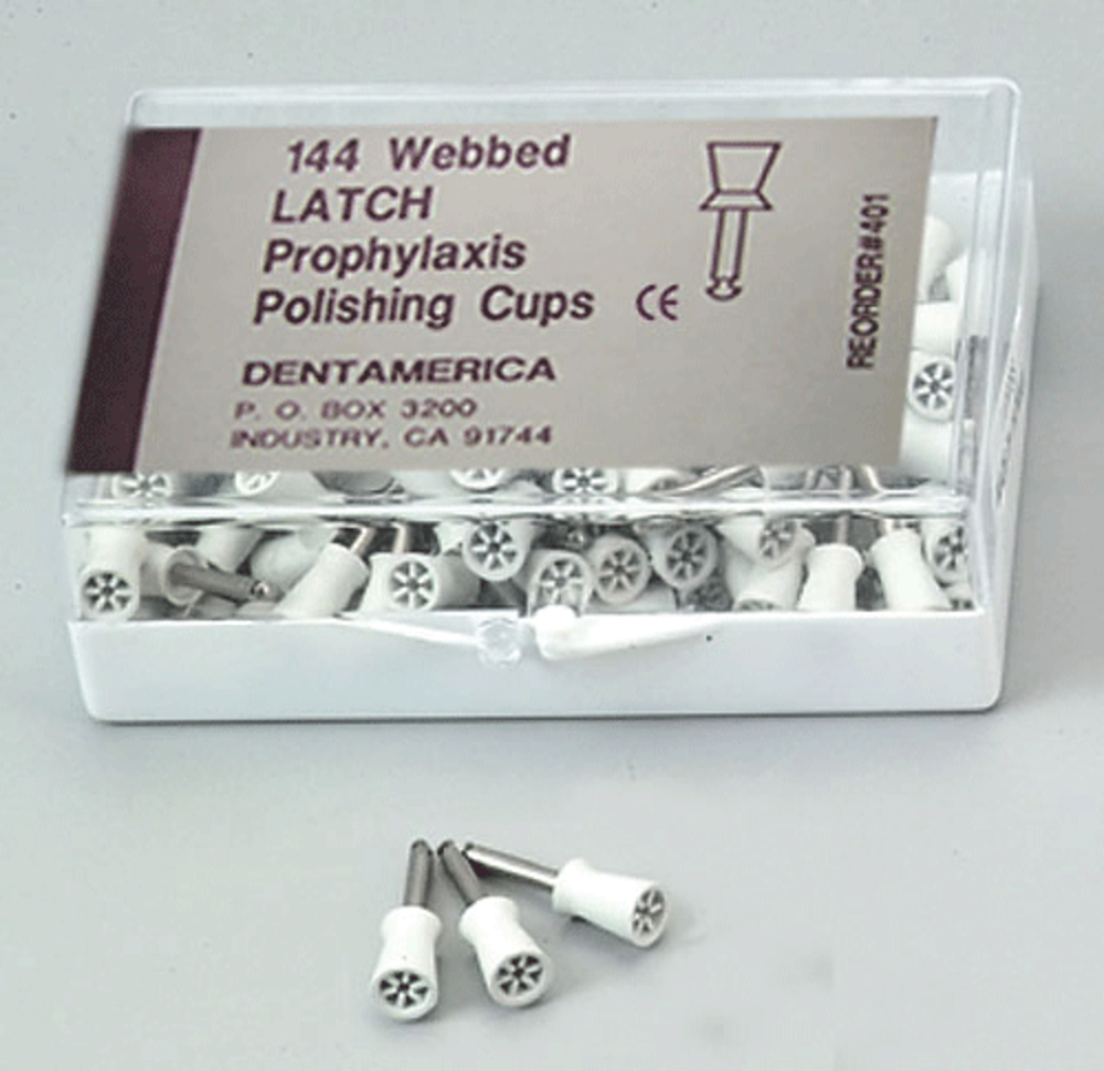 PROPHY CUPS LATCH (RA) WEB MED-SOFT 144/PK-DENTAMERICA