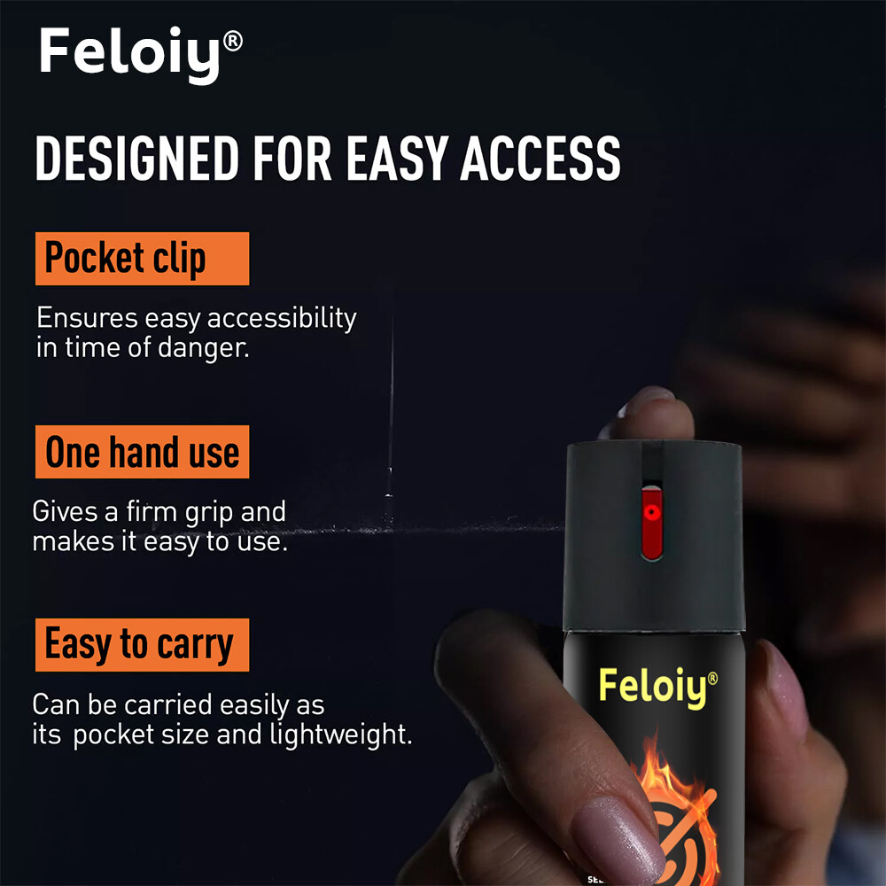Feloiy Pepper Spray 2oz Maximum Strength Self Defense Security Black
