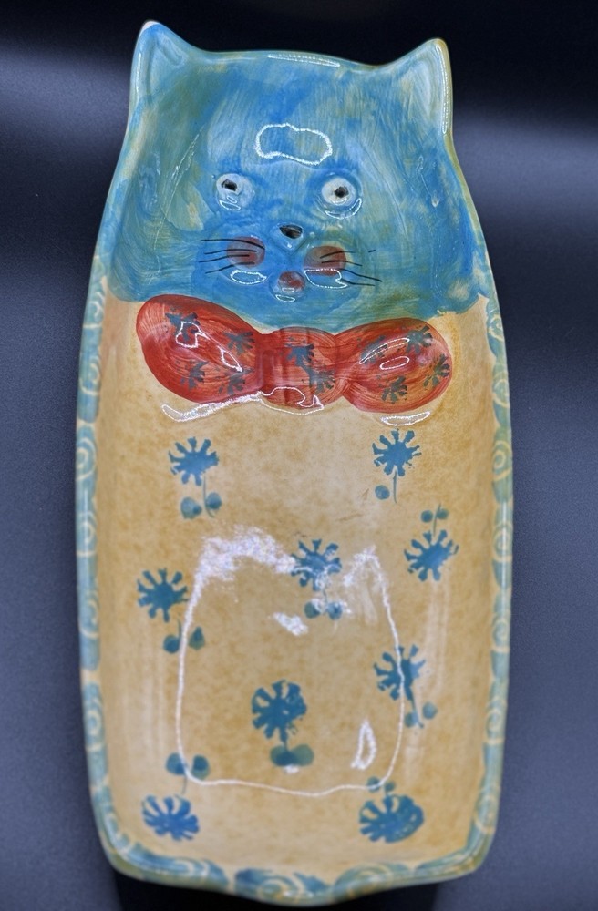 Vintage Italian Ceramic Cat Dish/ Wall Hanging