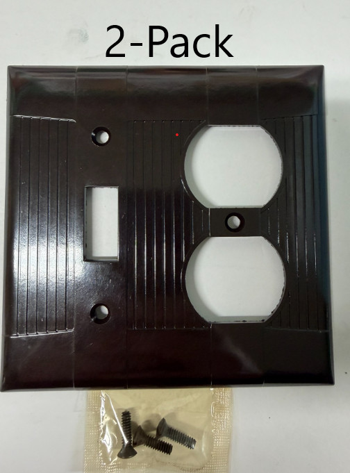 BAKELITE 2-GANG COMBO PLATE   (2- PACK) BROWN  VINTAGE / NOS