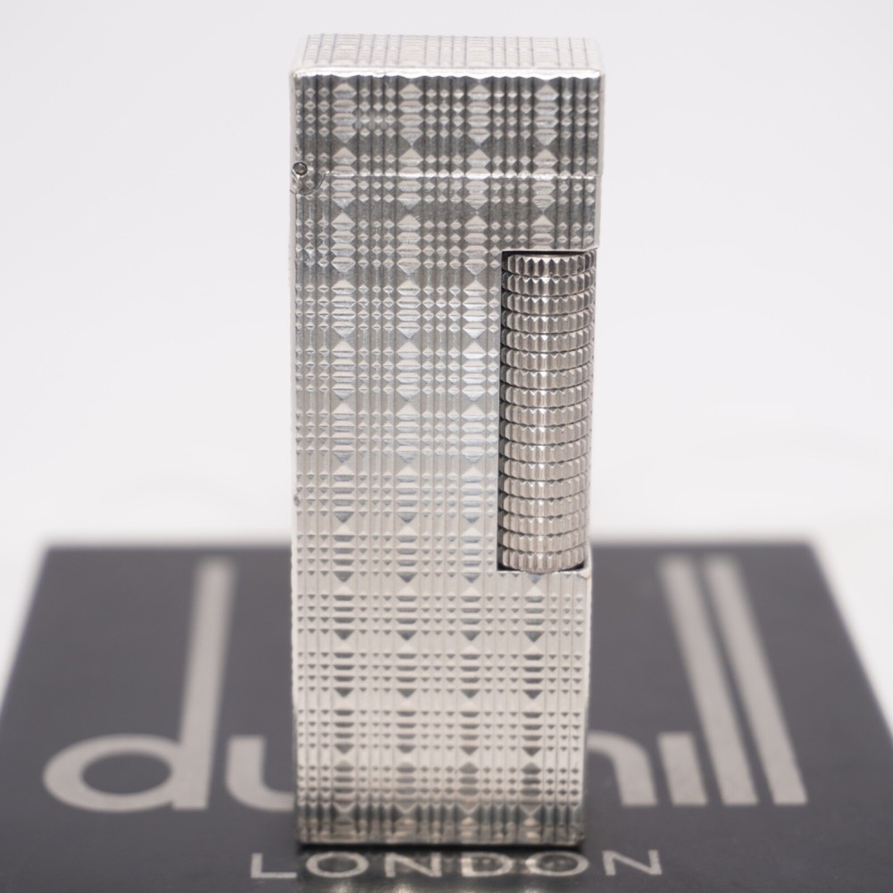 Dunhill Lighter Silver Tartan Pattern-Ultrasonically Cleaned_Working