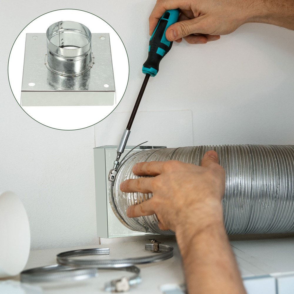 2 Pcs 3" Square Galvanized Duct Connector Flange, Silver Tone