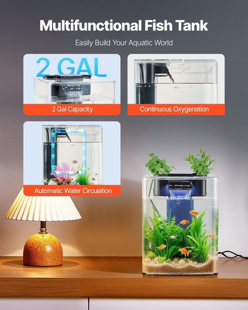 2G Fish Tank with Automatic Water Flow Control GPPS Clarity