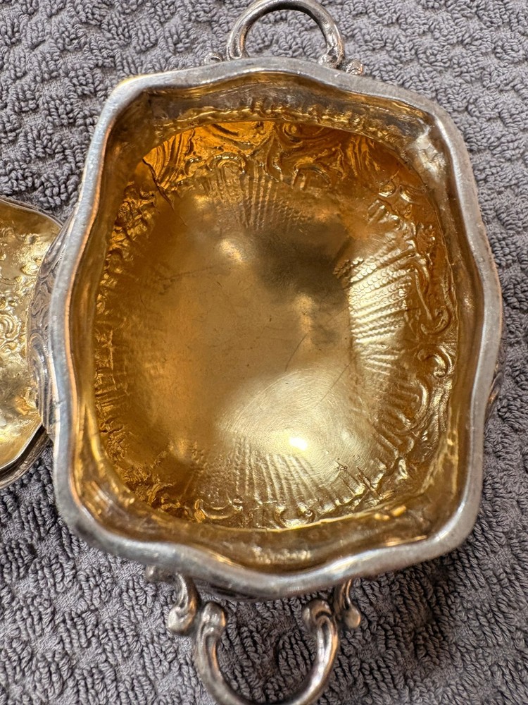 European antique silver/gold coated interior container