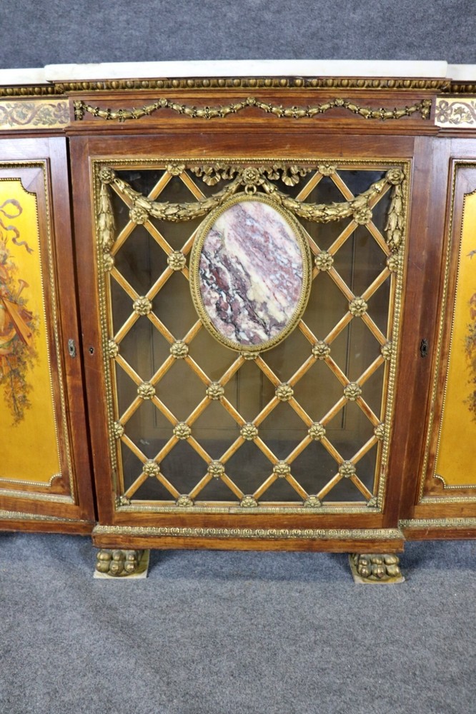 Fantastic French Bronze Mounted Marble Column Marble Top Sideboard
