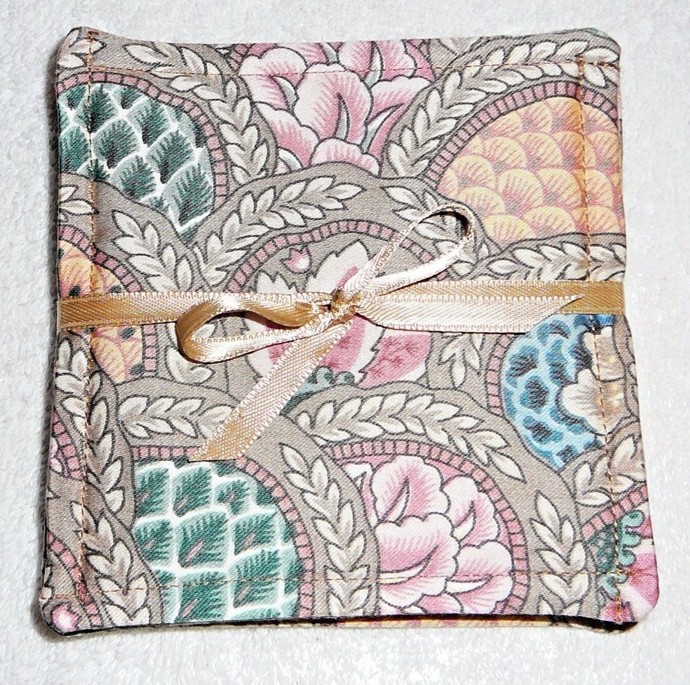 COASTER SET~ABSTRACT DESIGNS~Fabric~Reversible~Washable~Lined~Set Of 4~NEW